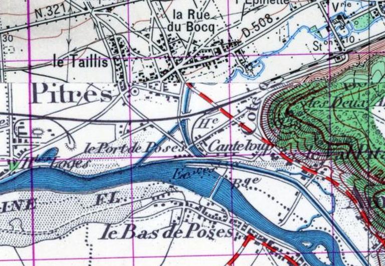 Embouchure de l'Andelle.- Extrait de la carte IGN, 2019 (IGN).