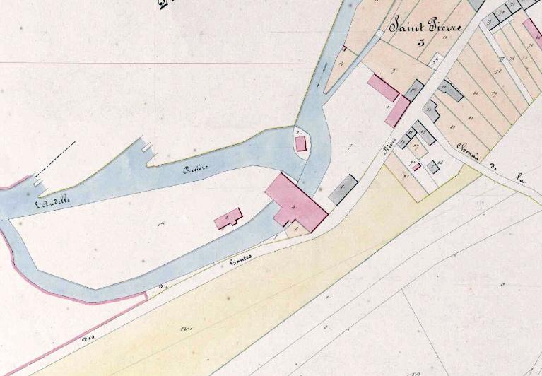 Détail du cadastre napoléonien, section B, parcelles 2 à 4, 1836 (AD Eure. 3PL 682/12).