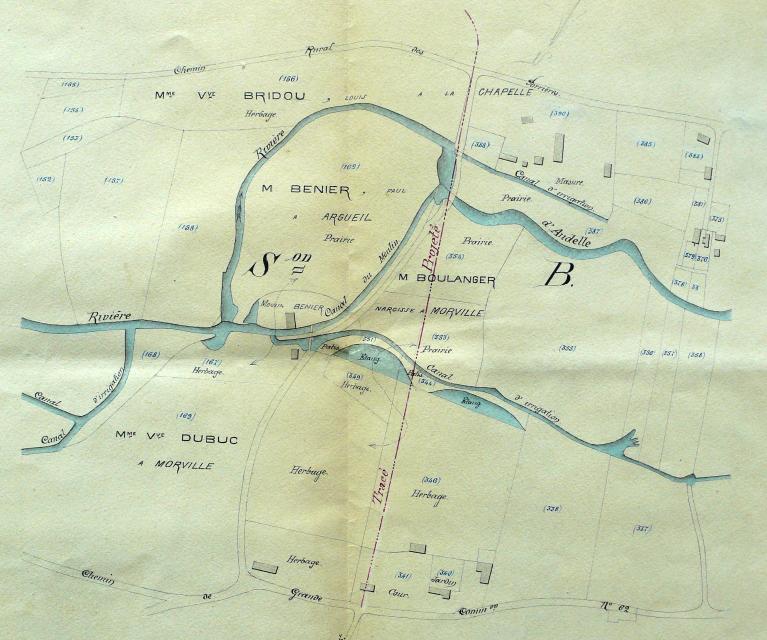 Plan de situation de la minoterie de M. Dufour, 1/2500e, 8 mars 1897 (AD Seine-Maritime. 7 S 42).