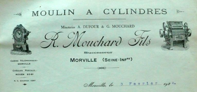 Entête de papier à lettre R. Mouchard et fils, 1920 (AD Seine-Maritime. 5 M 637).