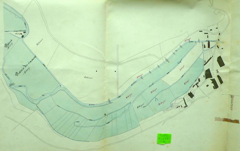 Plan de situation du moulin de Mr Druyer et du moulin de Mr Leroy en amont, 17 décembre 1851 (AD Seine-Maritime. 7 S 353).