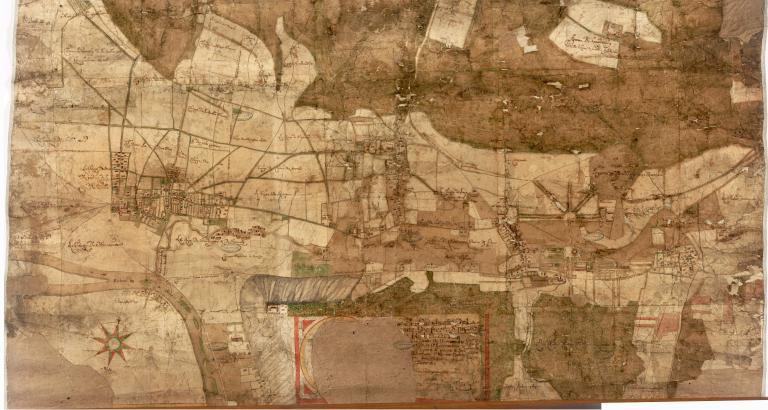Plan géométrique de la baronnie du Pont-Saint-Pierre [vallée de l’Andelle de Pitres à Douville-sur-Andelle], par Guillaume Le Roux arpenteur, 1725 (AD Seine-Maritime. 12 Fi 179)