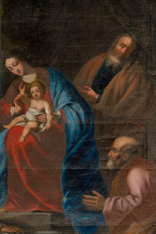 Détail : Vierge et l'Enfant, saint Joseph et saint Pierre. 