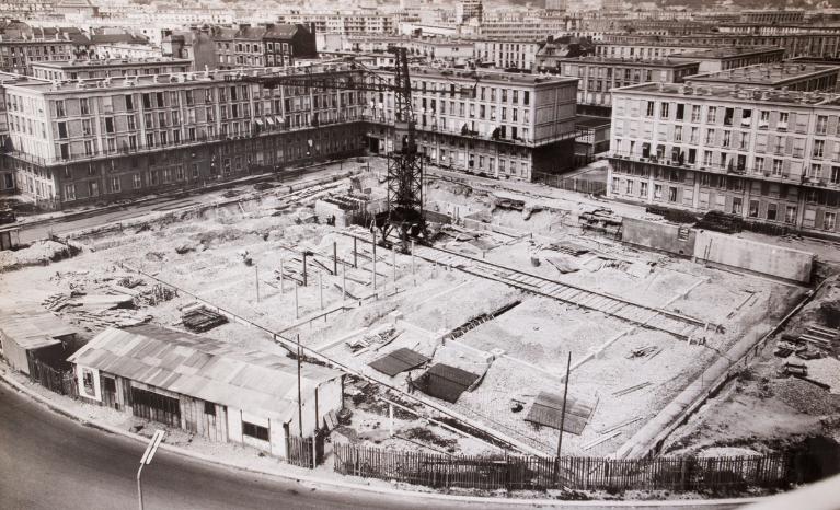 Chantier de construction du musée des Beaux-Arts.- Photographie, 1959 (AM Le Havre).