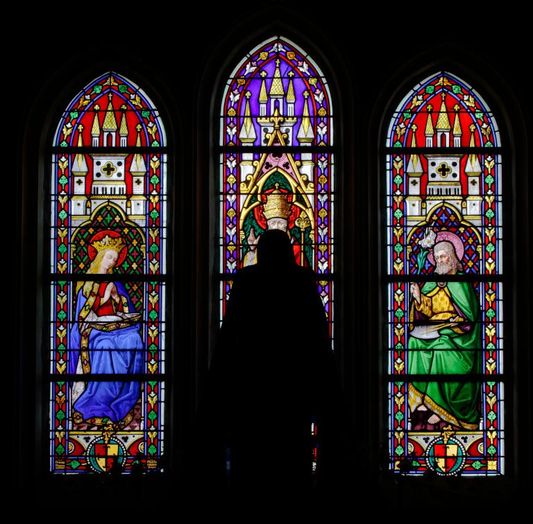 Baie 11 : Vierge - Trinité - Saint Joseph, détail des lancettes.