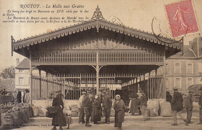 Routot.- La halle aux grains.- Carte postale, [vers 1900], photographie A,B & C Nancy, collection A. Renard, éditeur, Pont-Audemer. (Collection particulière).