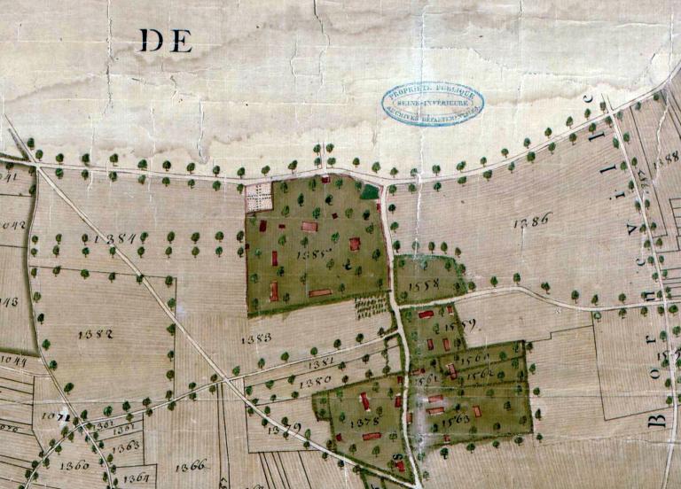 Extrait du plan parcellaire de la paroisse de Hauville dressé par Augustin Poullain, 1748.