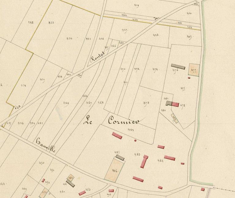 Le Cormier.- Extrait du cadastre napoléonien de Hauville, section I, 1826.