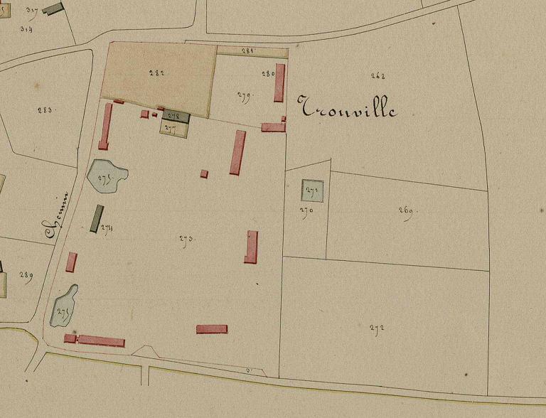 Trouville.- Extrait du cadastre napoléonien (AD Eure. 3PL/958/4, plan cadastral, Routot, section B du Criquet, 2e feuille, 1826).  