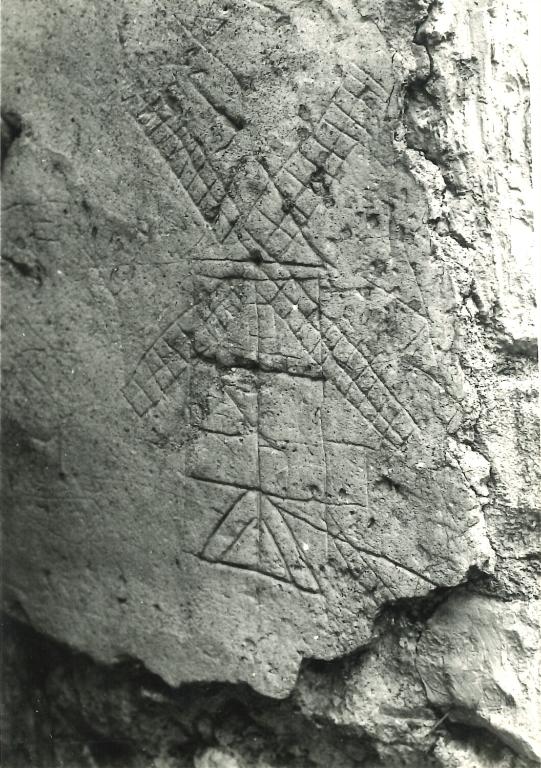 Graffito de moulin.- Photographie, Parc de Brotonne, 1971. 