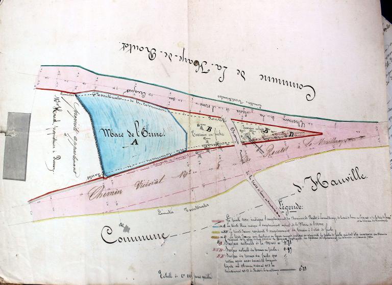 Mare de l'Orme.- Plan dressé par l'agent-voyer de Routot, 16 janvier 1857. 
