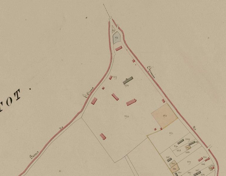 Ferme de l'Orme.- Extrait du cadastre napoléonien. (AD Eure. 3PL/958/4, plan cadastral, Routot, section B du Criquet, 2e feuille, 1826).
