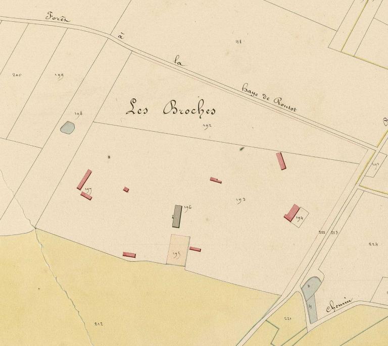 Les Broches.- Extrait du cadastre napoléonien de La Haye-de-Routot, section B, 1826. 