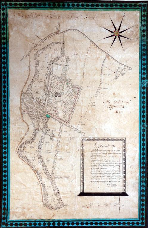 Plan terrier ayant appartenu à M. Delahaye de Fréville.- Papier marouflé sur toile, 1803 (Collection du PNRBSN). 