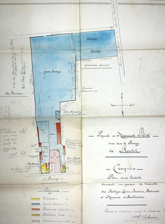 Propriété de Mademoiselle Devé, sise dans le bourg de Routot.- Plan dressé par A. Delamare, architecte à Routot, 3 novembre 1922.