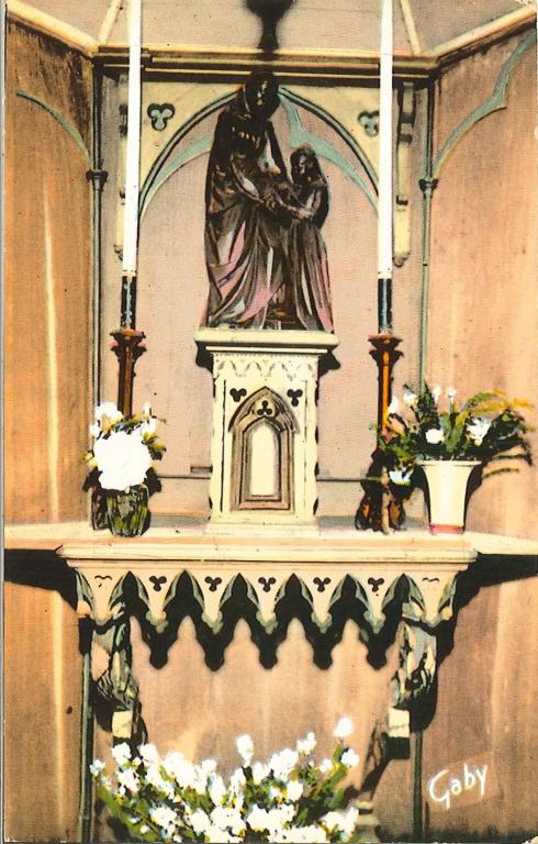 Statue de Sainte-Anne et la Vierge.- Carte postale colorisée, Gaby (Collection PNRBSN).