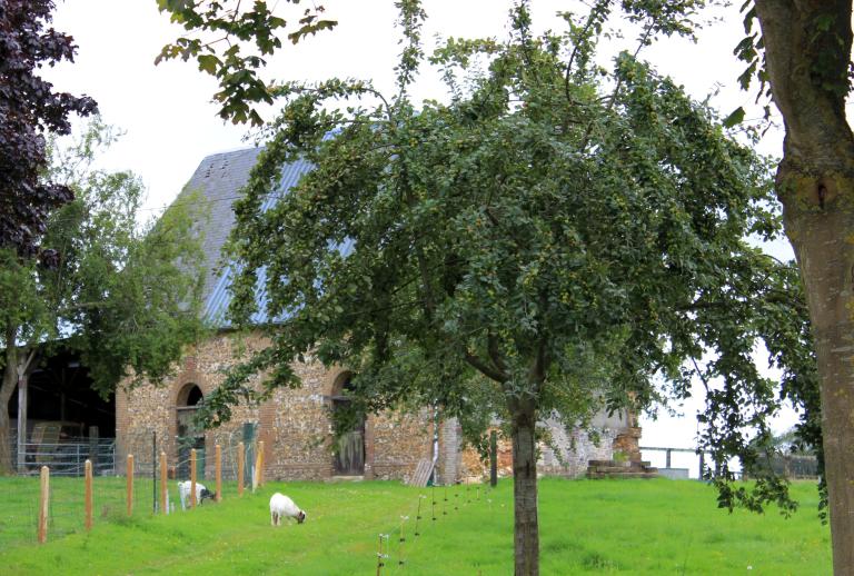 Grange, vue depuis l'entrée de la ferme.- 16, route du Landin. 