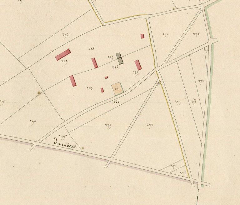 Extrait du cadastre napoléonien de Hauville, section F, 1826. 