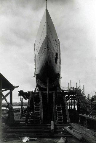 Construction du sous-marin Antiope.- Photographie, 1931 (Coll. part.).