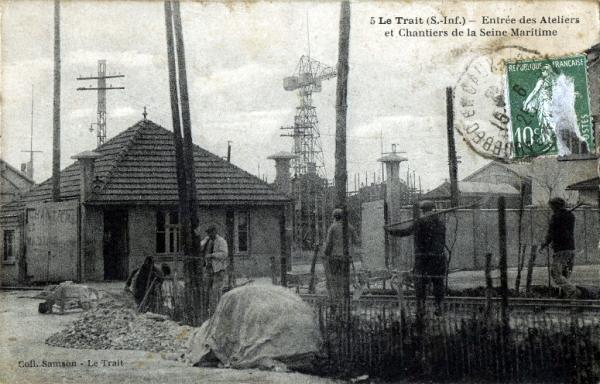 Entrée des Atelier et Chantiers de la Seine-Maritime.- Carte postale, 1925 (Coll. part.).