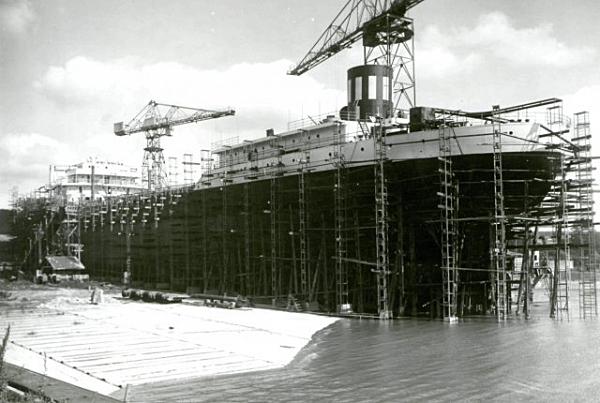 Construction du pétrolier Shéhérazade.- Photographie, 1933 (Coll. part.).