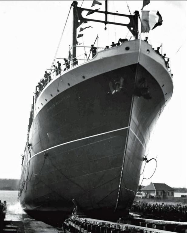 Lancement du cargo Charles Schiaffino.- Photographie, 1930 (Coll. part.).