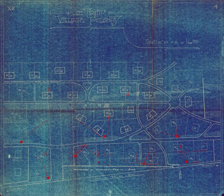 Plan du Village polonais, 1/500e, 17 juin 1929 (PNRBSN. Archives de la Société Immobilière du Trait).