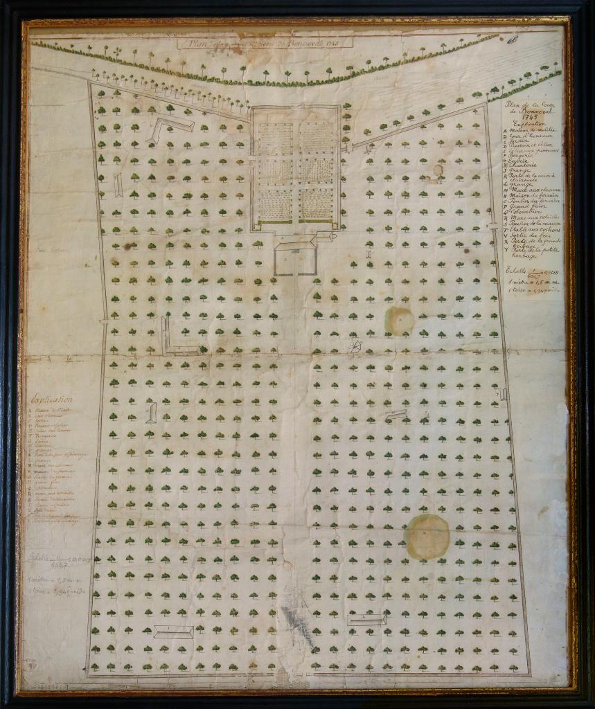 Plan de la maison de Bonneval, 1745. (Collection particulière). ; Plan de la maison de Bonneval, 1745. (Collection particulière).