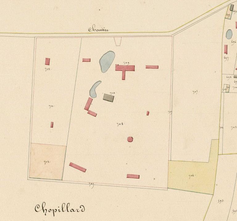 Chopillard.- Extrait du cadastre napoléonien de La Haye-Aubrée, section A (2e feuille), 1826. (AD Eure).