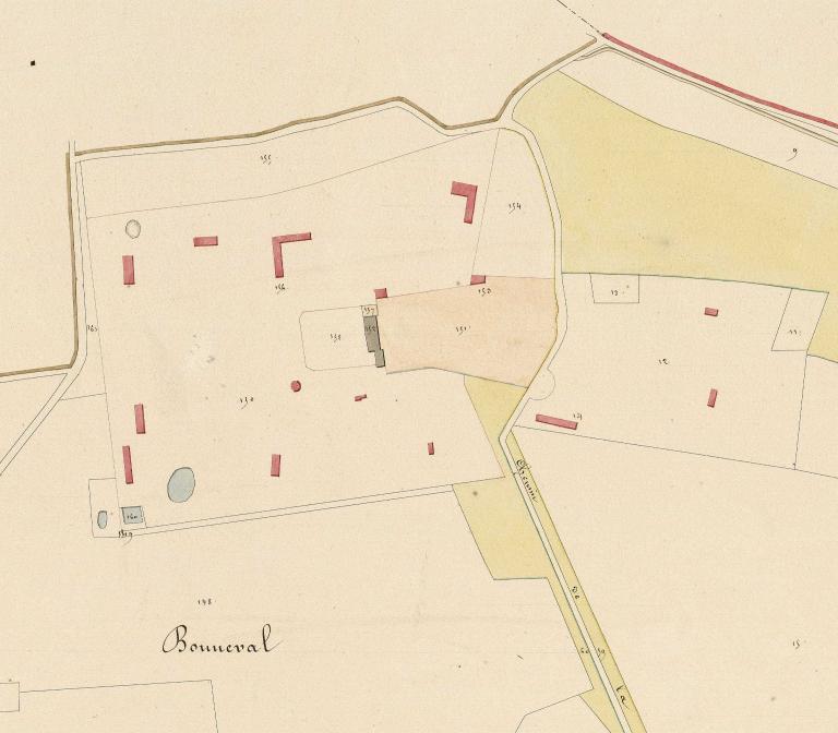 Bonneval.- Extrait du cadastre napoléonien de La Haye-Aubrée, section C, 1826. (AD Eure).