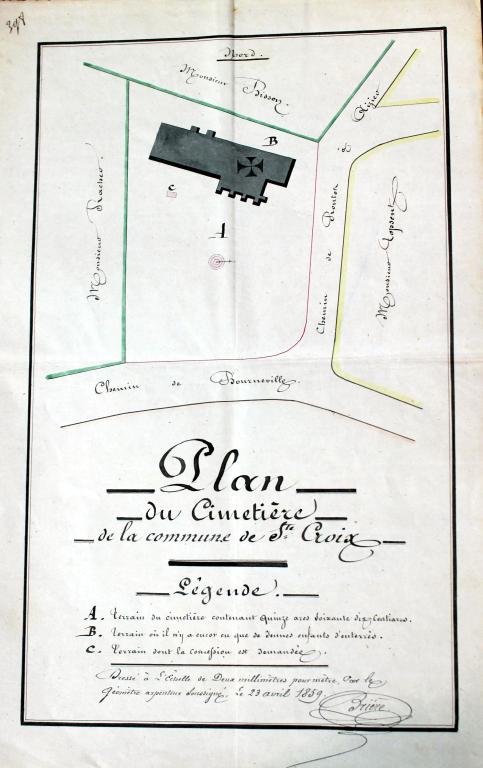 Plan du cimerière, dressé par M. Brière, géomètre-arpenteur, 23 avril 1859. 