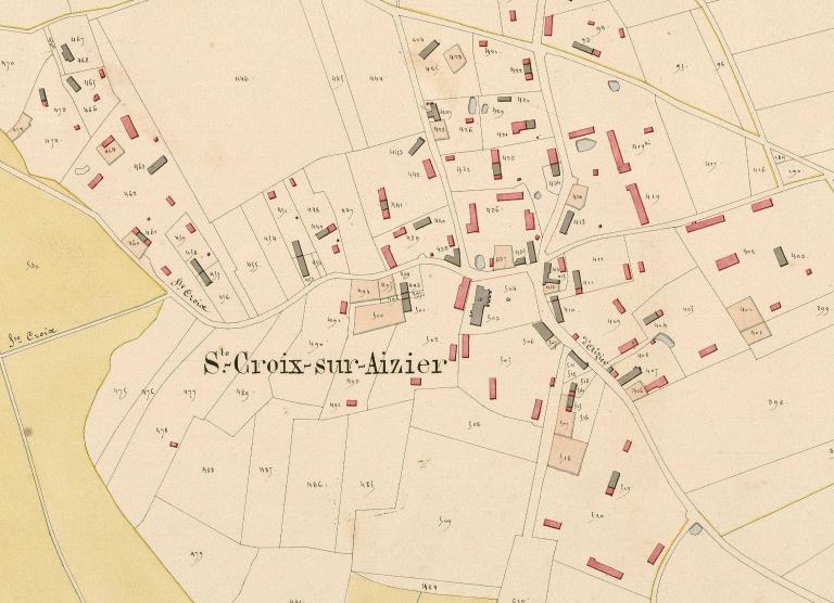 Extrait du cadastre napoléonien de Sainte-Croix-sur-Aizier, section C, 1824; 