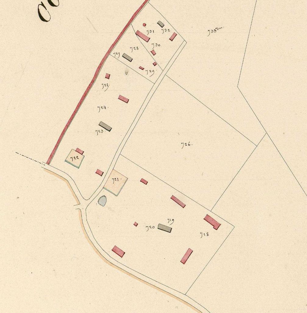 Extrait du cadastre napoléonien de La Haye-Aubrée, section A du Chopillard (2ème feuille), 1826. 