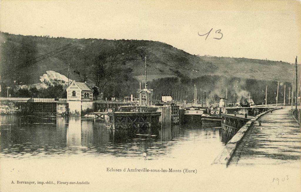 Ecluses d'Amfreville-sous-les-Monts.- Carte postale, Ed. A. Berranger, Fleury-sur-Andelle (A.D. Eure, 8Fi013_0035).