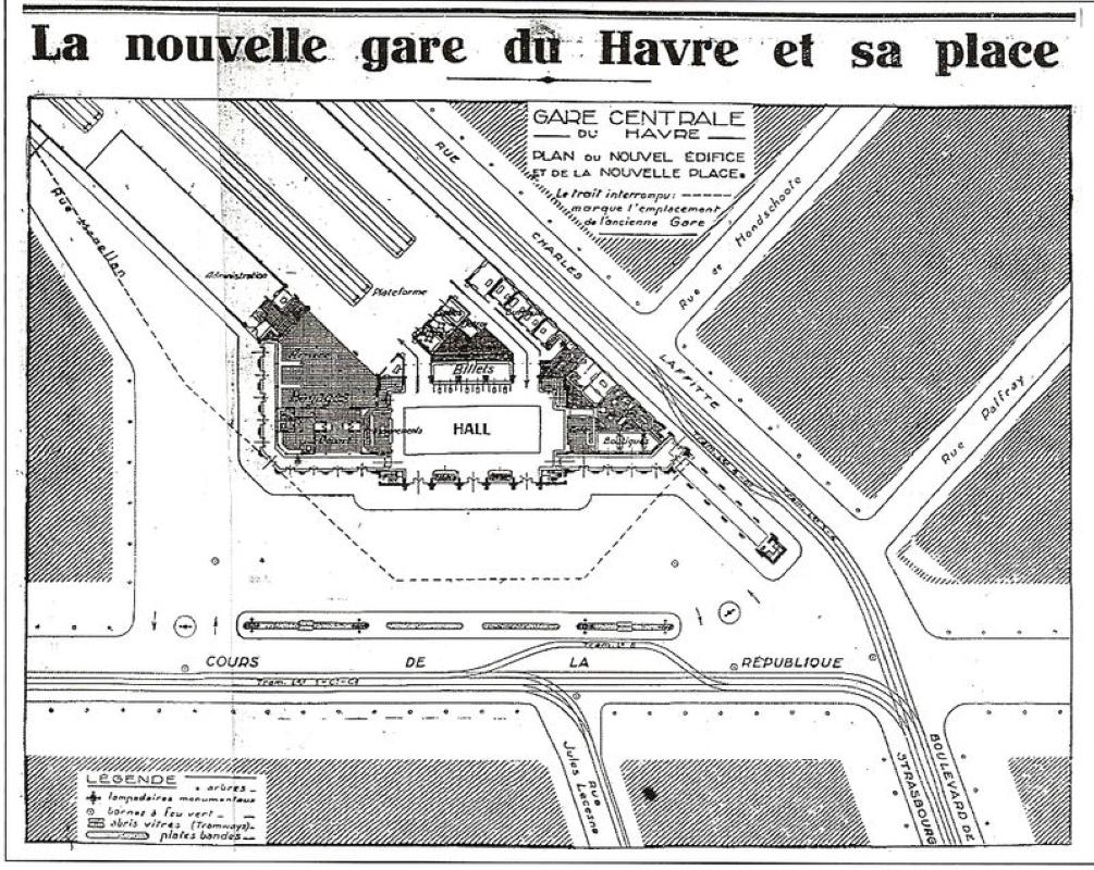 La Nouvelle Gare du Havre et sa place.- PLan, tiré de : Le Havre, 1932.