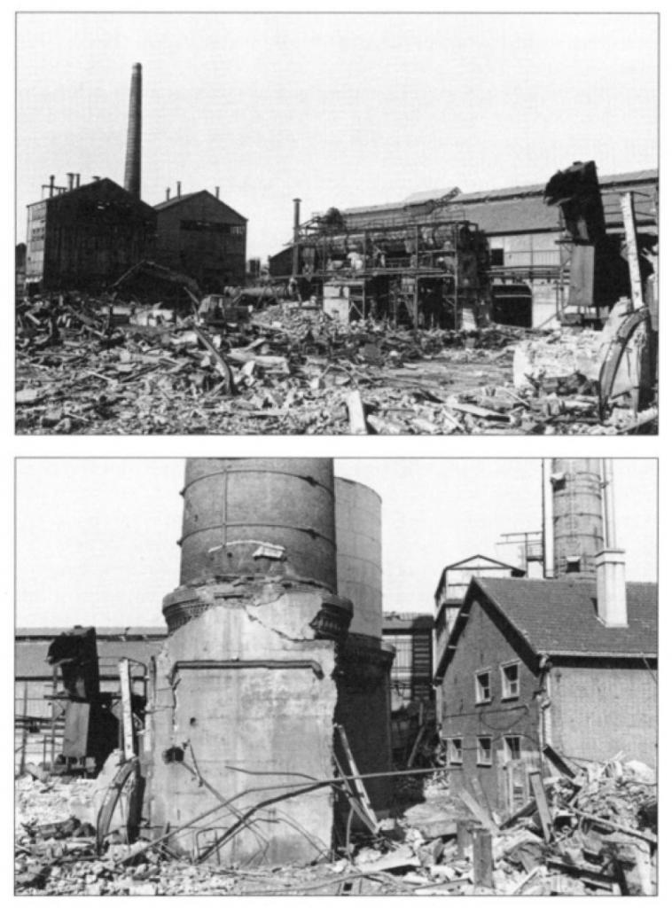 L’ancienne usine du Nickel, rue du Docteur Piasceki, lors de sa démolition en 1982.- Photographies, tirées de Le Havre colonial/Claude Malon, 2006 (BM Le Havre).