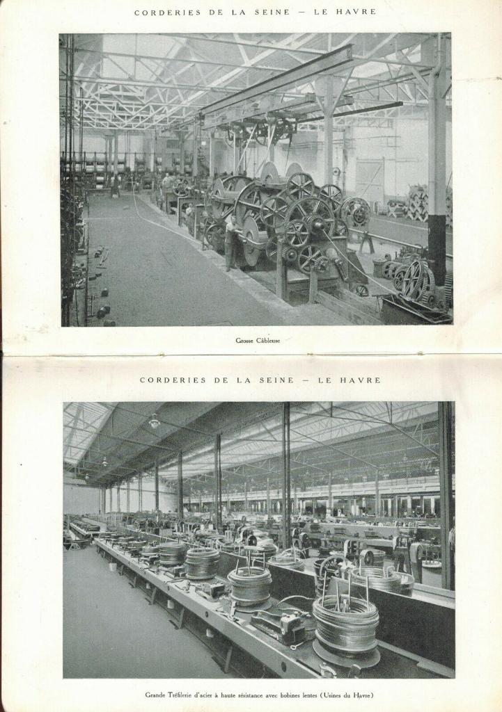 Grosse Cableuse. Grande Tréfilerie d'acier à haute résistance avec bobines lentes.- Photographie, tirée de : Corderies de la Seine-Le havre/ Tréfileries et laminoirs du Havre, vers 1925 (BM Le Havre).