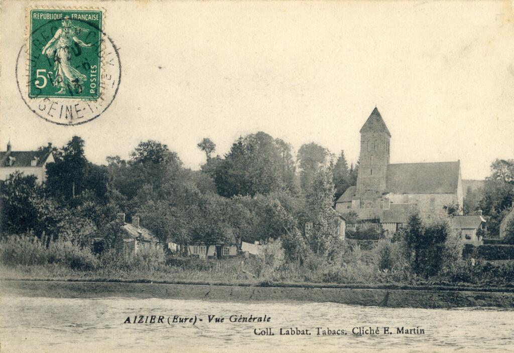 AIZIER (Eure) - Vue générale.- Carte postale, coll. Labbat, cliché E. Martin, vers 1910 (commune d'Aizier).