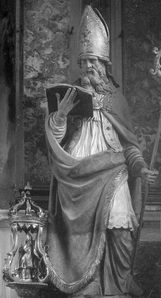 Statue de saint Pierre en évêque.- Photographie (AD Eure, 37 Fi).