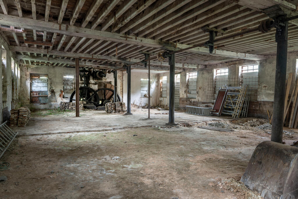 Atelier de la filature, vue intérieure : rez-de-chaussée, vue d'ensemble.