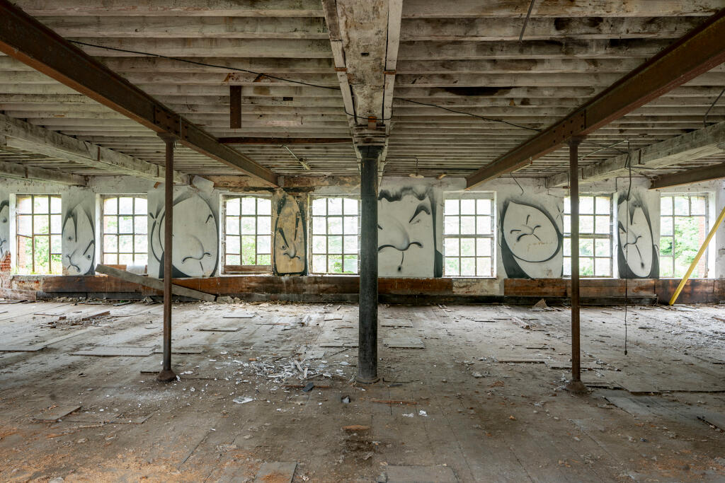 Atelier de la filature, vue intérieure : 1er étage, vue d'ensemble.