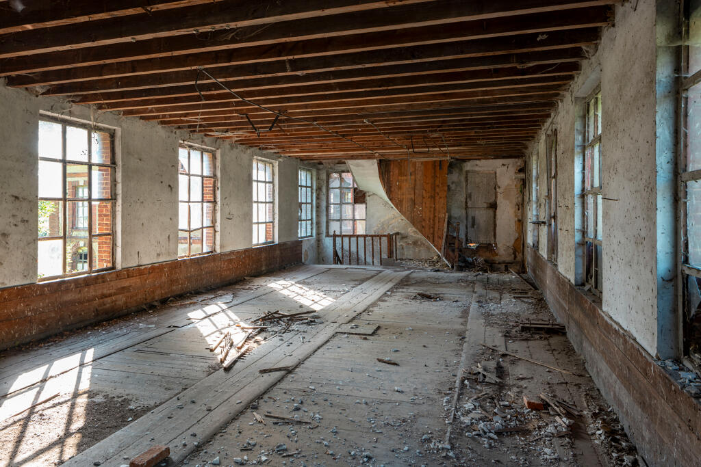 Atelier de rubanerie, vue intérieure : 1er étage.