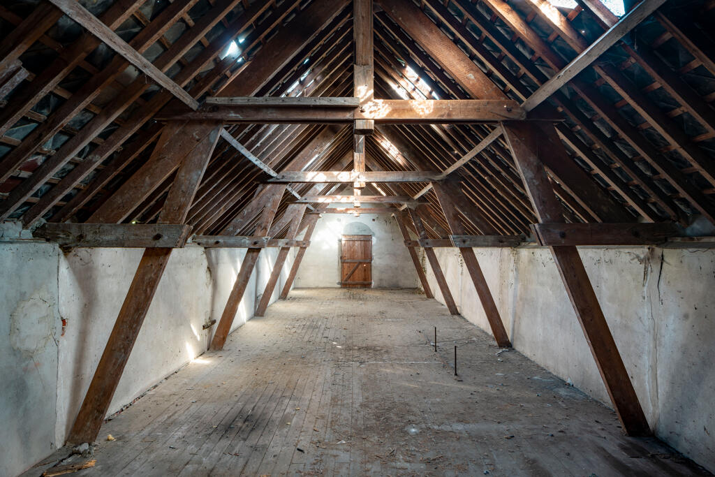 Atelier de rubanerie, vue intérieure : 1er étage.