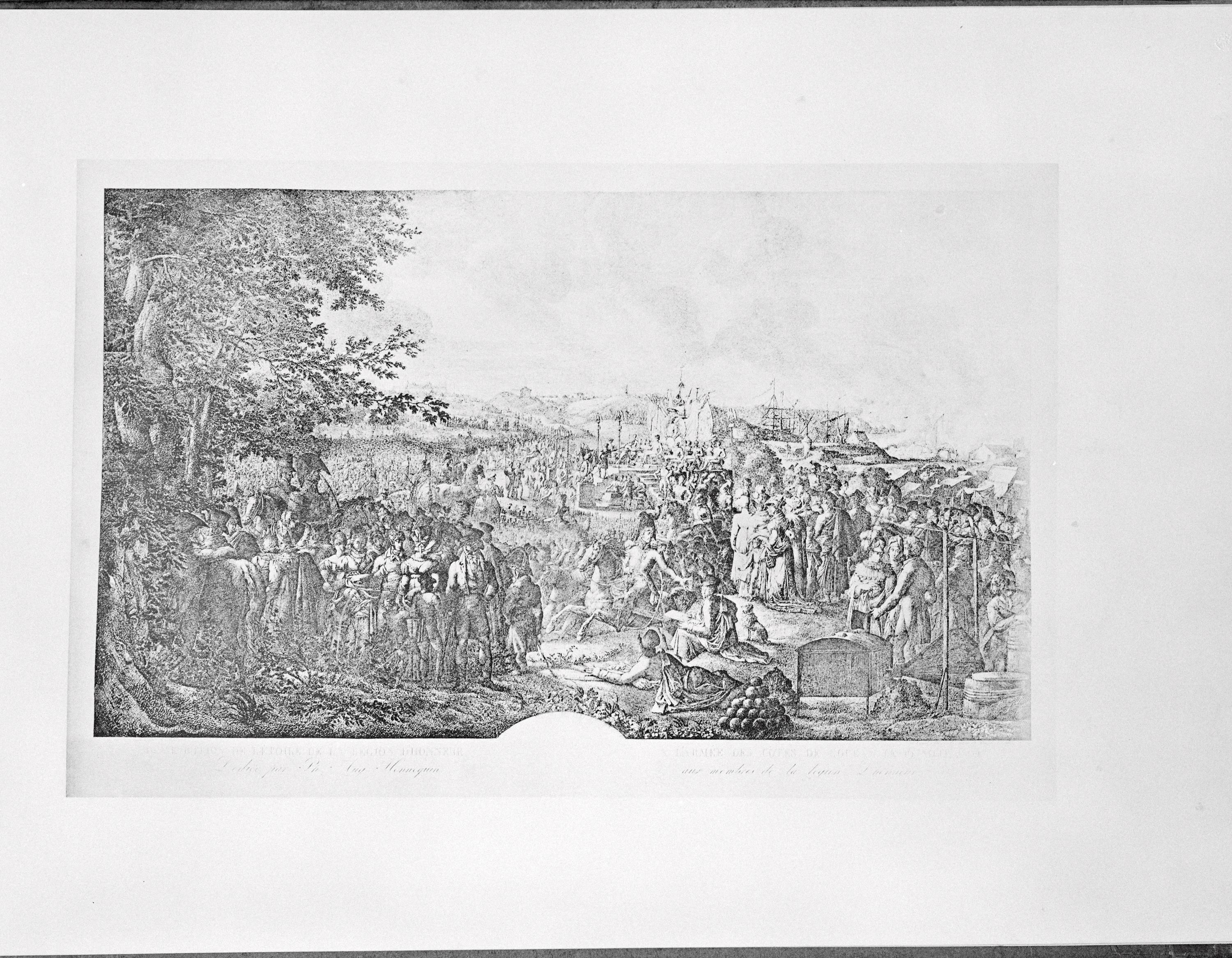 Remise de la 1ère décoration de la Légion d'Honneur : gravure (BM Boulogne-sur-Mer).