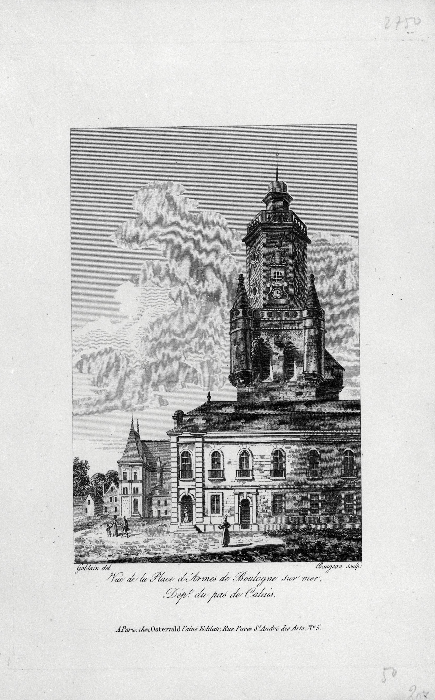 Sénéchaussée, hôtel de ville : vue d'ensemble, dessin par Goblain, par Beaugeon sculpteur. Paris : imprimerie Osterval. A.D. Pas-de-Calais, album monumental et archéologique.