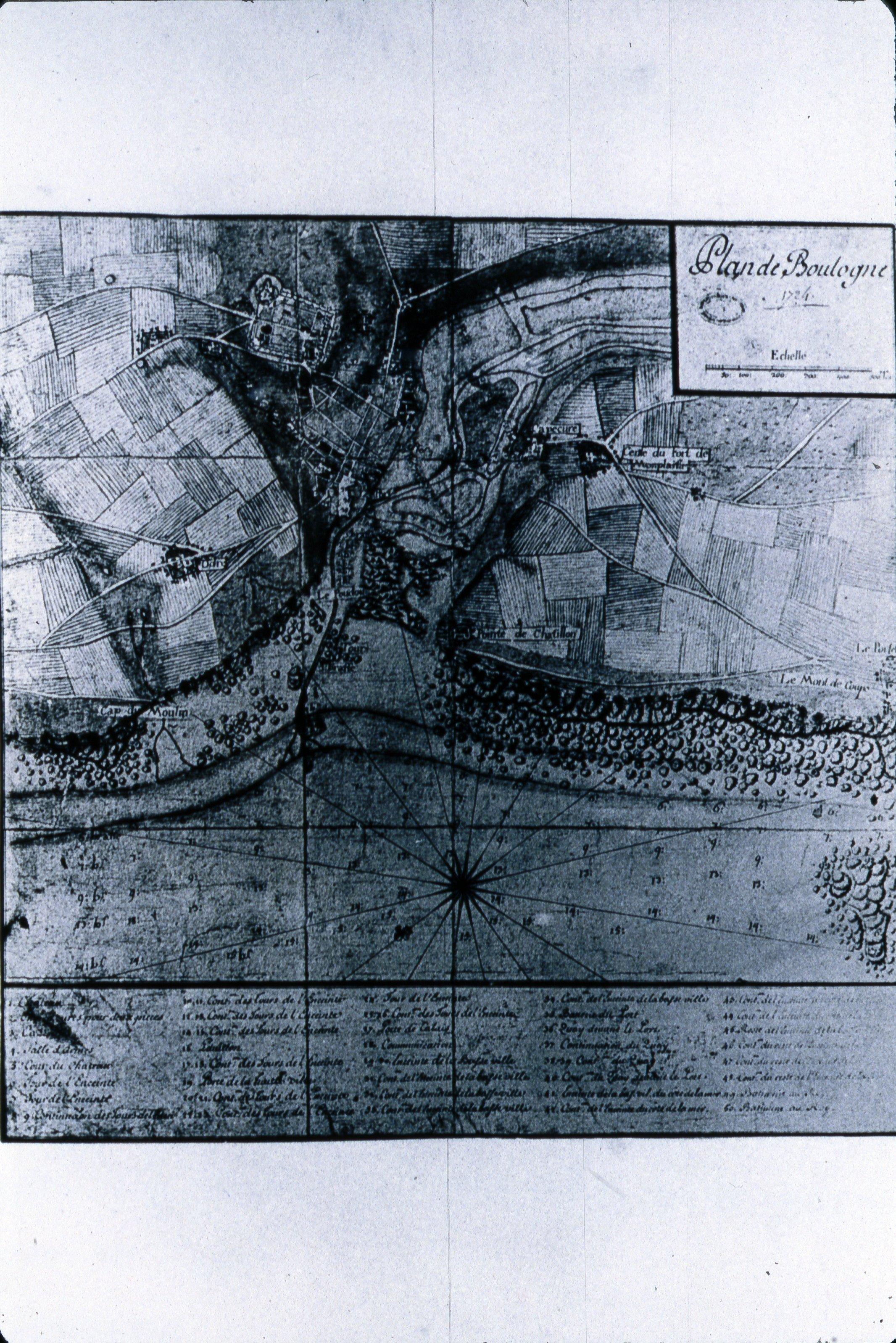 Plan de Boulogne-sur-Mer en 1724. B.M. Boulogne-sur-Mer, album historique de A. de Rosny, pl. 33.