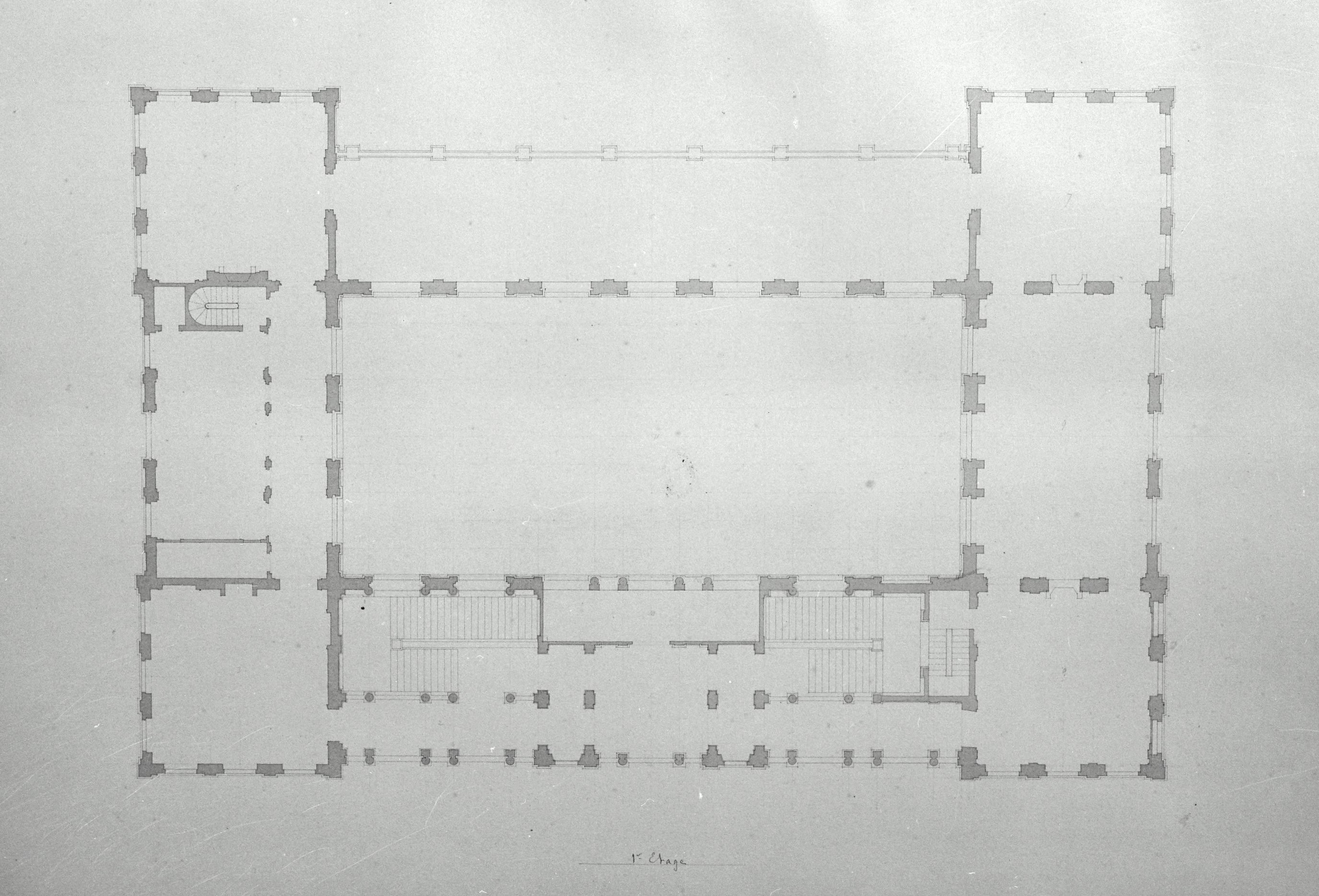 Projet d'établissement de bains, casino, plan du premier étage, par Albert Debayser, 1861 (BM Boulogne-sur-Mer, mss. 535 P, pl. 86).