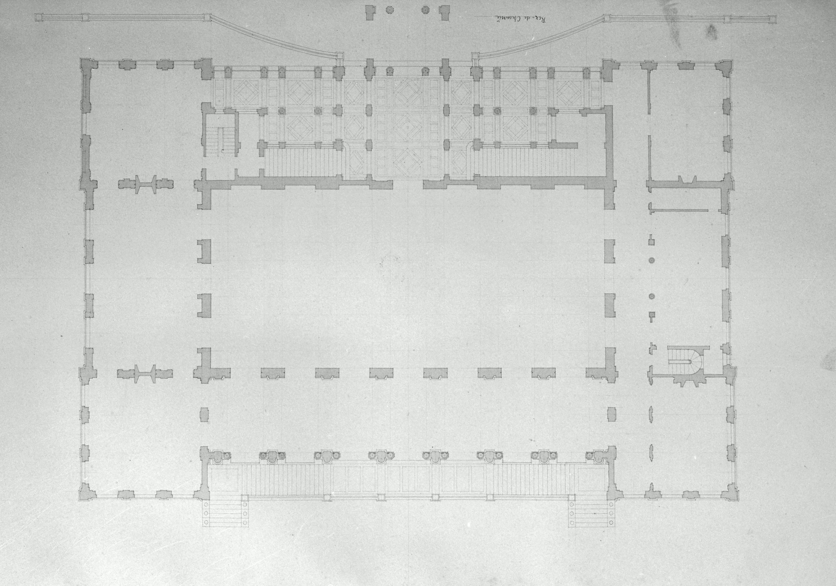 Projet d'établissement de bains, casino, plan du rez-de-chaussée, par Albert Debayser, 1861 (BM Boulogne-sur-Mer, mss. 535 P, pl. 85).