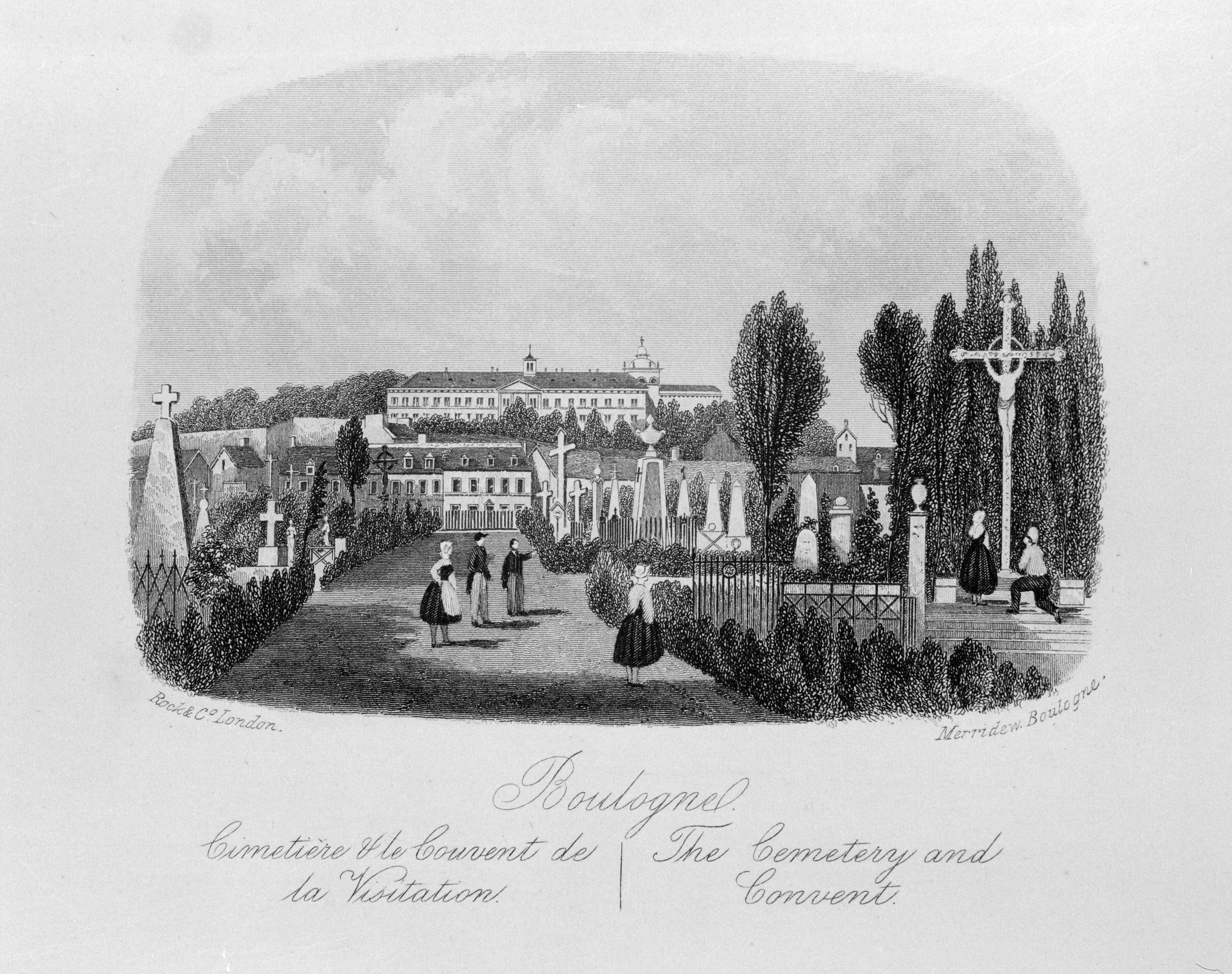 État du cimetière. Dessin, quatrième quart du XIXe siècle. In MERRIDEW, Henry Melville. Guide de Boulogne.