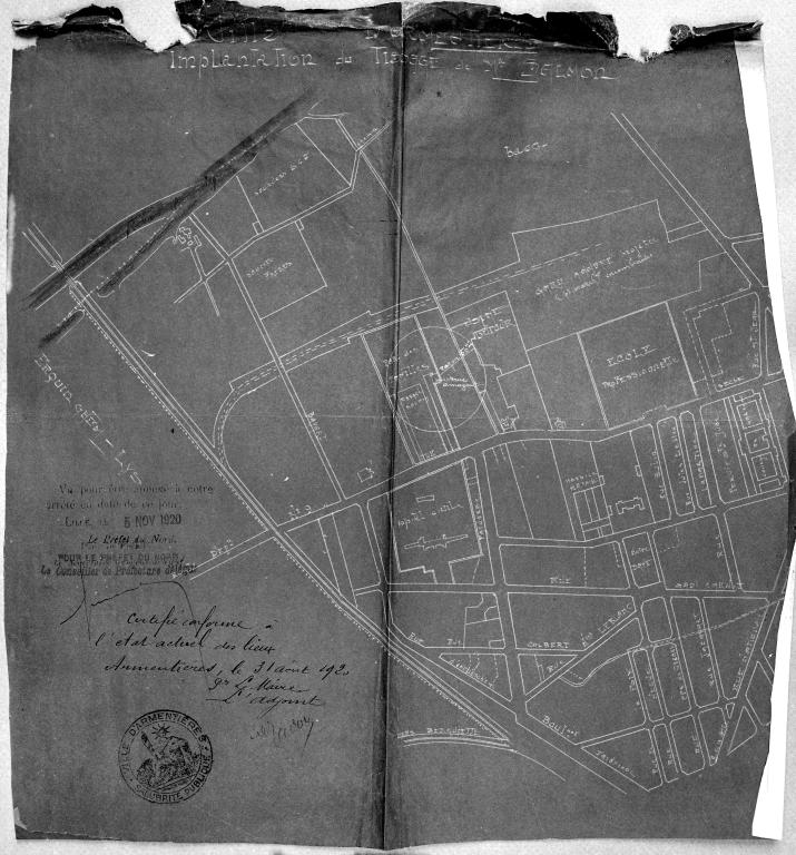 Construction du tissage Salmon. Plan de situation, 1920 (AD Nord ; M41710314).